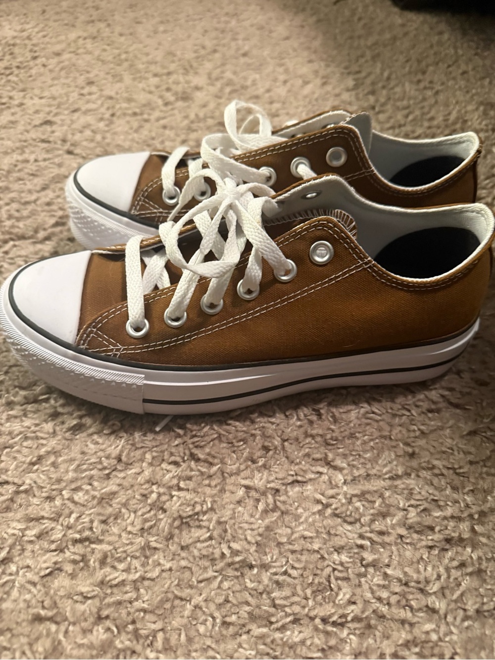 Converse Low Top Sneakers in Brown and White - Picture 2 of 3